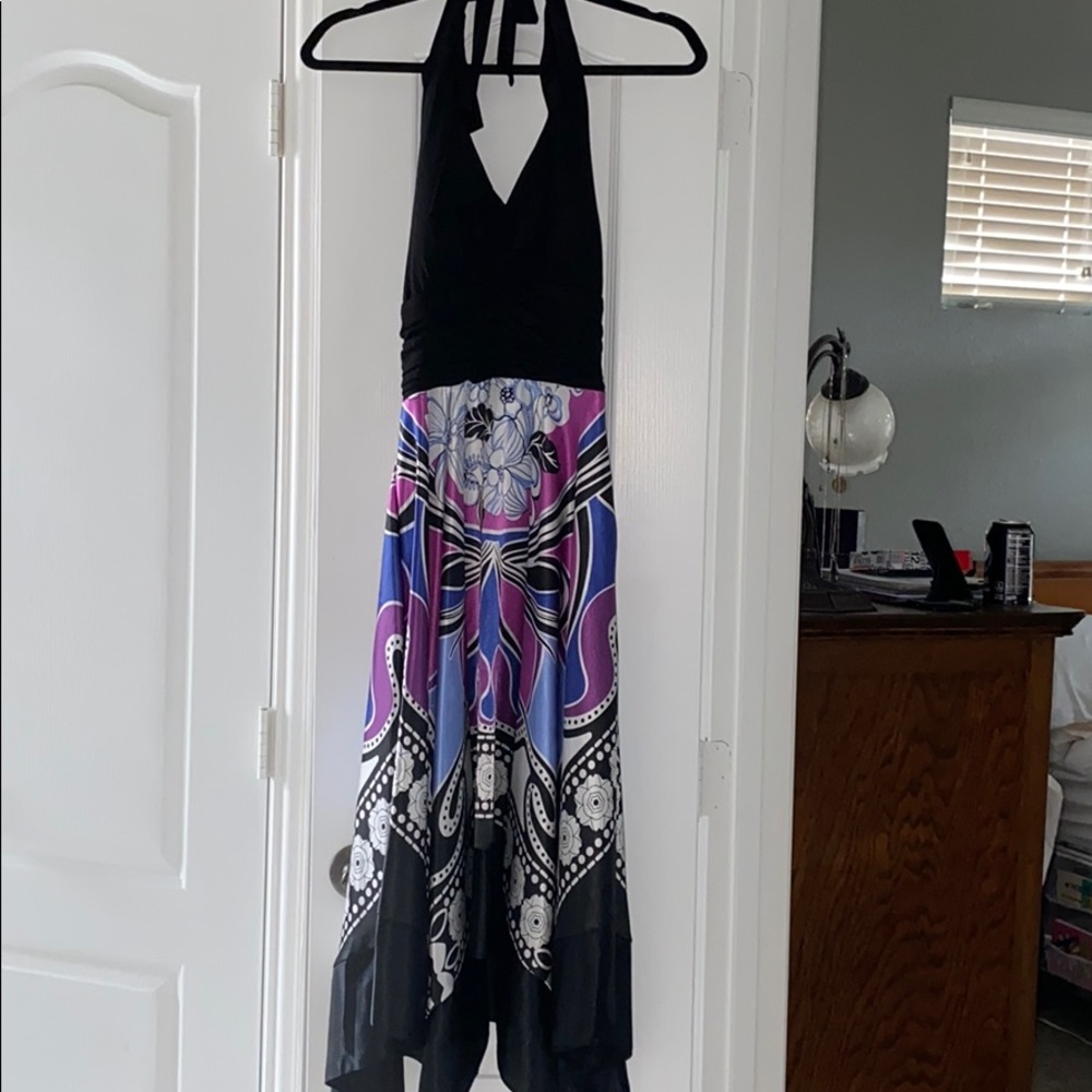 Halter neck multicolor dress